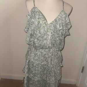 by & by Green Midi Sundress Spaghetti Strap